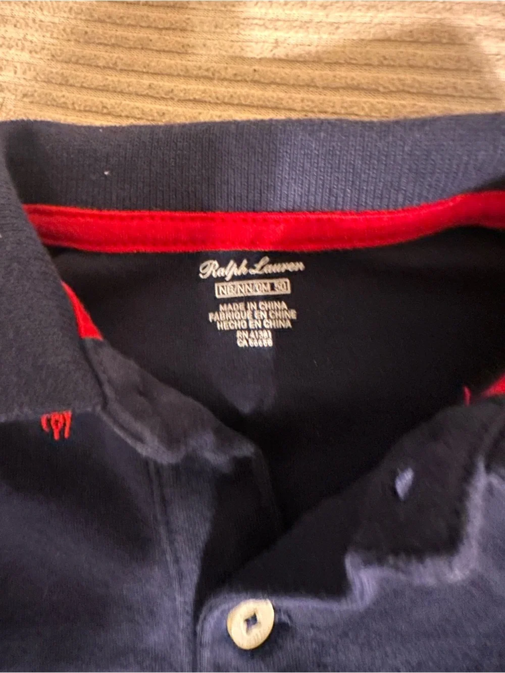 Ralph Lauren Navy Polo Romper with Multicolor Pony Logos